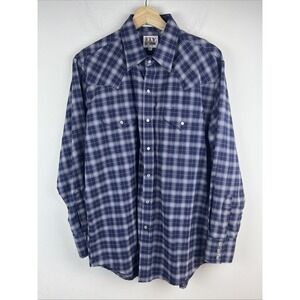 Ely Cattleman Men's Large Pearl Snap Western Shirt Long Sleeve Double Pocket‎